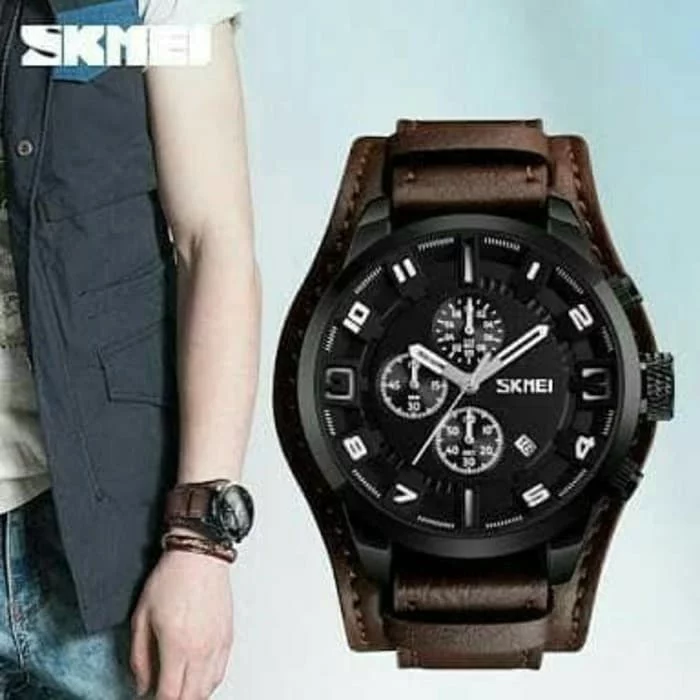 Jam Tangan Pria Skmei 9165 Original Analog Chronograph Casual Leather Jam Tangan Pria Skmei 9165 Original Analog Chronograph Casual Leather