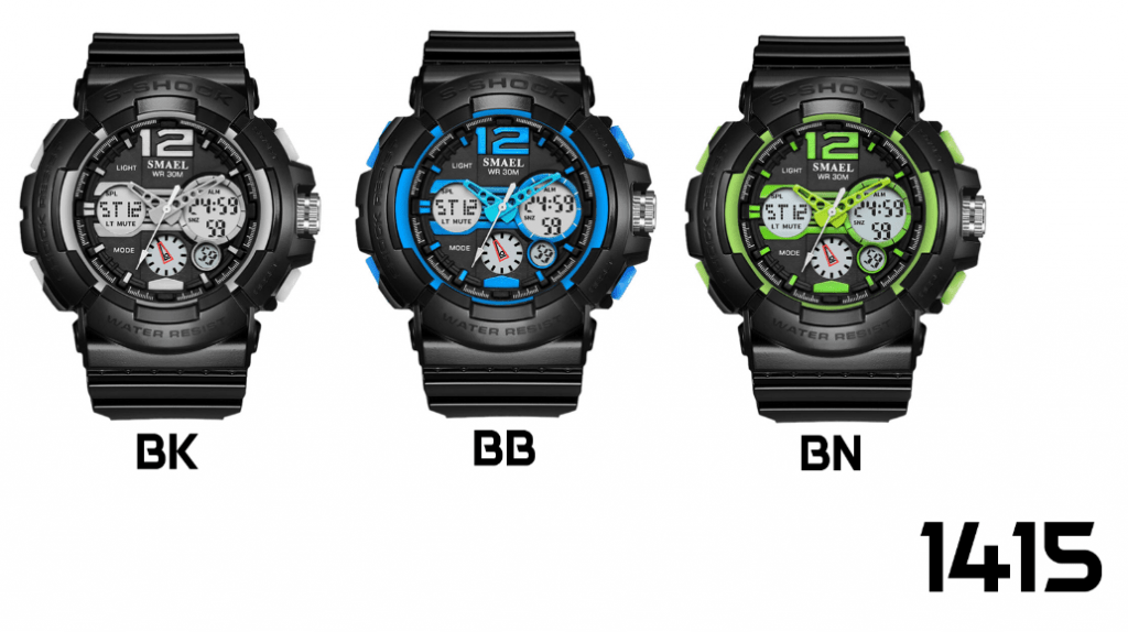 arloji jam tangan pria smael 1415 Original Dual Time Sport Rubber