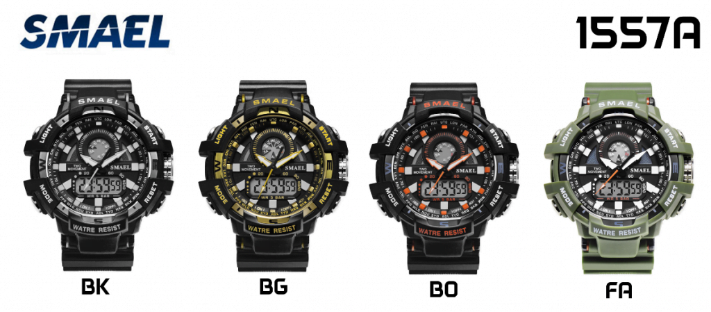 arloji jam tangan pria smael 1557A Original Dual Time Sport Rubber