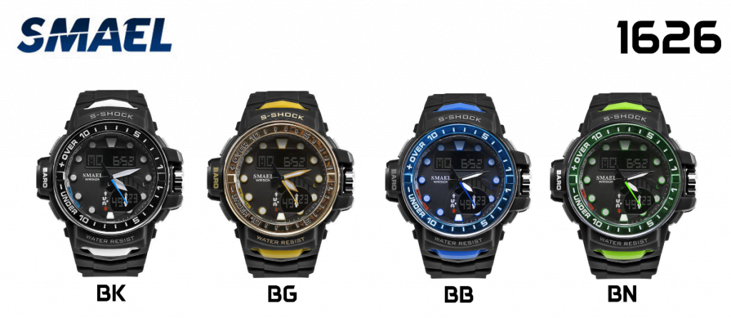 arloji jam tangan pria smael 1626 Original Dual Time Sport Rubber