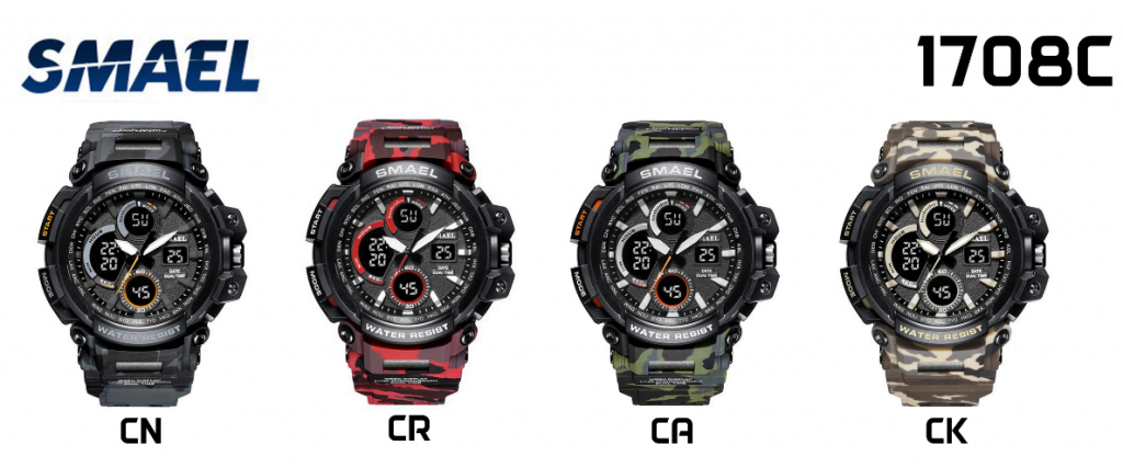 arloji jam tangan Pria smael 1708C Original Dual Time Sport Rubber