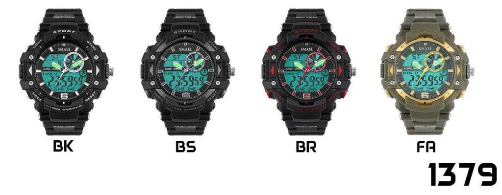 arloji jam tangan pria smael 1379 Original Dual Time Sport Rubber