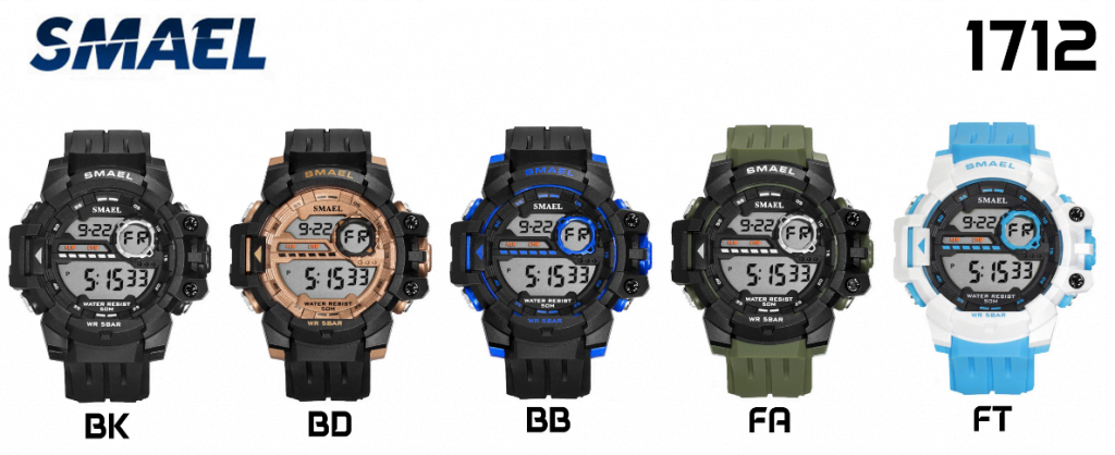 arloji jam tangan Pria smael 1712 Original Digital Sport Rubber