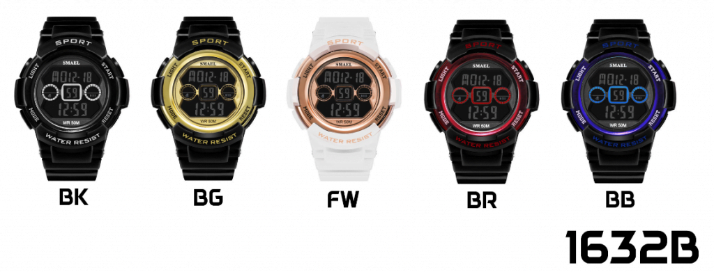 arloji jam tangan Wanita smael 1632b Original Digital Sport Rubber