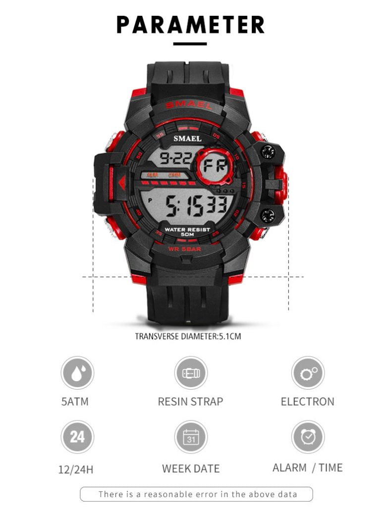 arloji jam tangan Pria smael 1712 Original Digital Sport Rubber