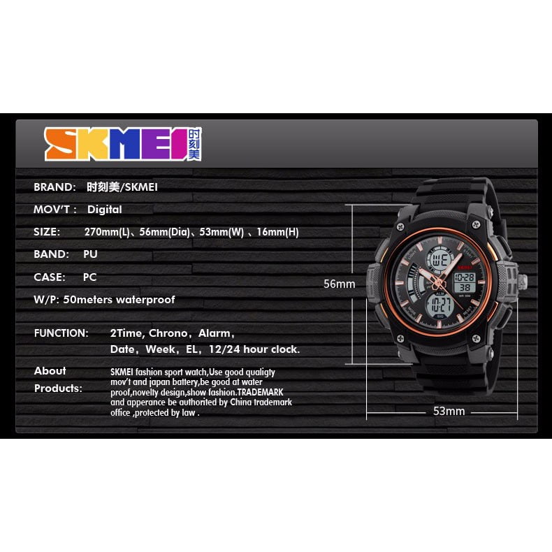Jam Tangan Pria Skmei 1192 Original Dual Time Sport Watch