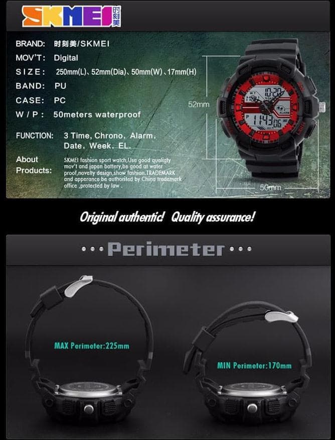 Jam Tangan Pria Skmei 1189 Original Dual Time Sport Watch