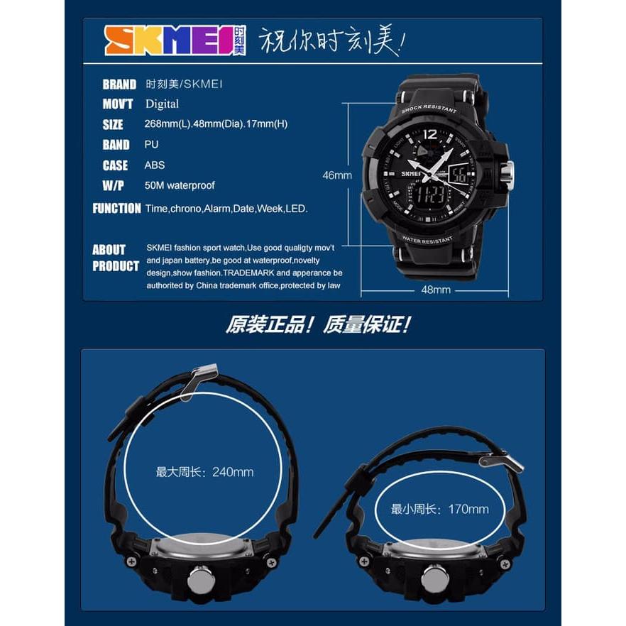 Jam Tangan Pria Skmei 1040 Original Dual Time Sport Watch