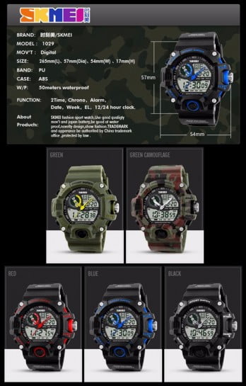 Jam Tangan Pria Skmei 1029 Original Dual Time Sport Watch