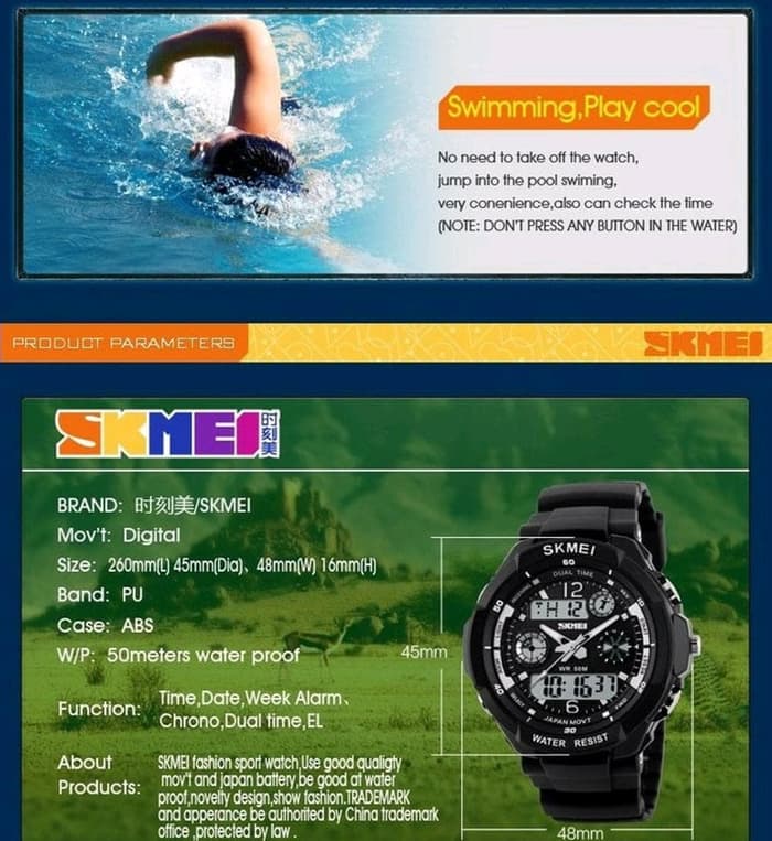 Jam Tangan Pria Skmei 0931 Original Dual Time Sport Watch
