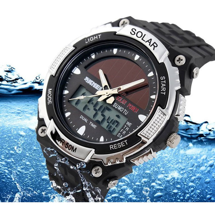 Jam Tangan Pria Skmei 1049 Dual Time Original Solar Power