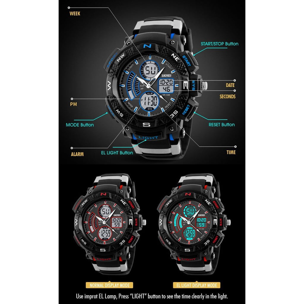 Jam Tangan Pria Skmei 1211 Original Dual Time Sport Watch