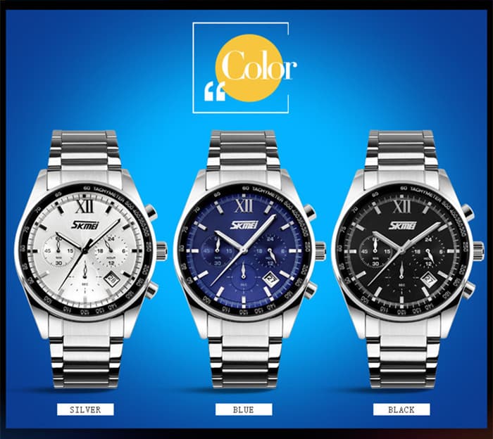 Jam Tangan Pria Skmei 9096 Original Analog Steel Fashion