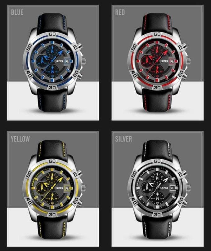 Jam Tangan Pria Skmei 9156 Original Analog Casual Leather