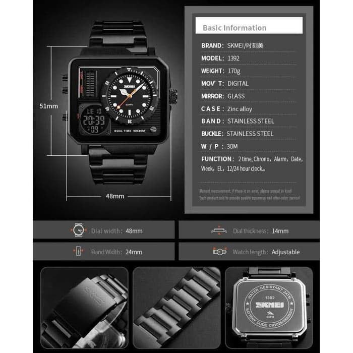 Jam Tangan Skmei 1392 Original Dual Time