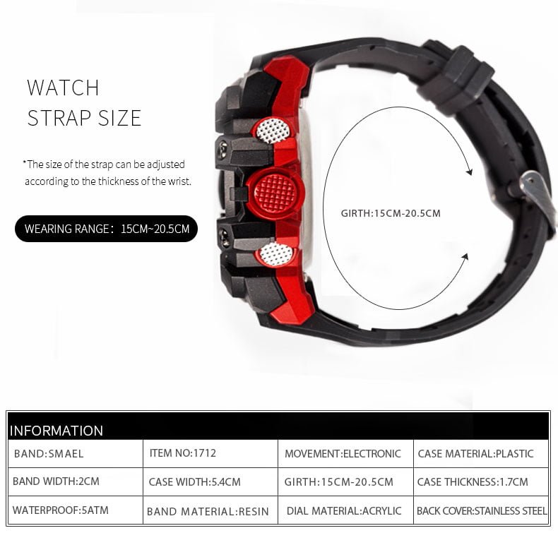 arloji jam tangan Pria smael 1712 Original Digital Sport Rubber