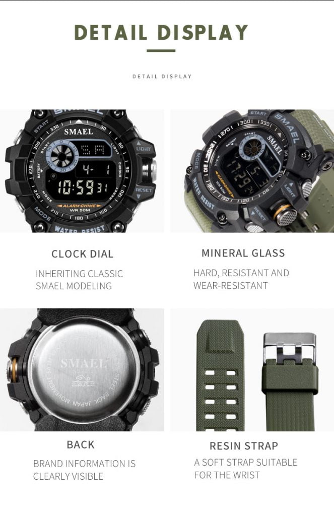 arloji jam tangan Pria smael 8010 Original Digital Sport Rubber