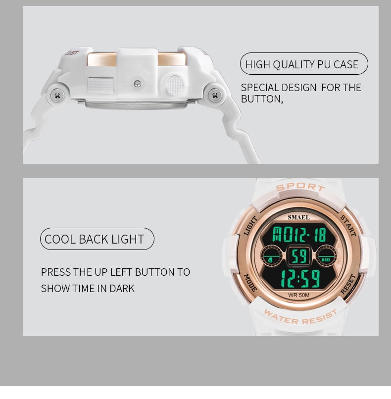 arloji jam tangan Wanita smael 1632b Original Digital Sport Rubber