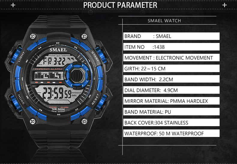 arloji jam tangan pria smael 1438b Original Digital Sport Rubber