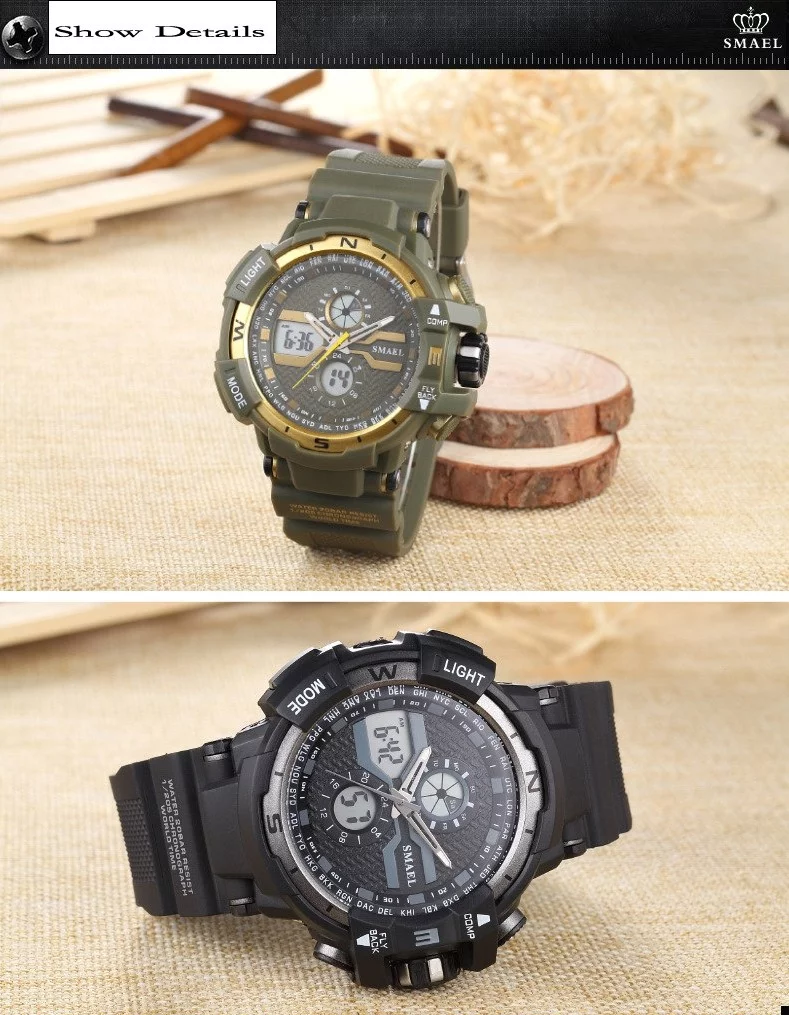 arloji jam tangan pria smael 1376B Original Dual Time Sport Rubber arloji jam tangan pria smael 1376B Original Dual Time Sport Rubber