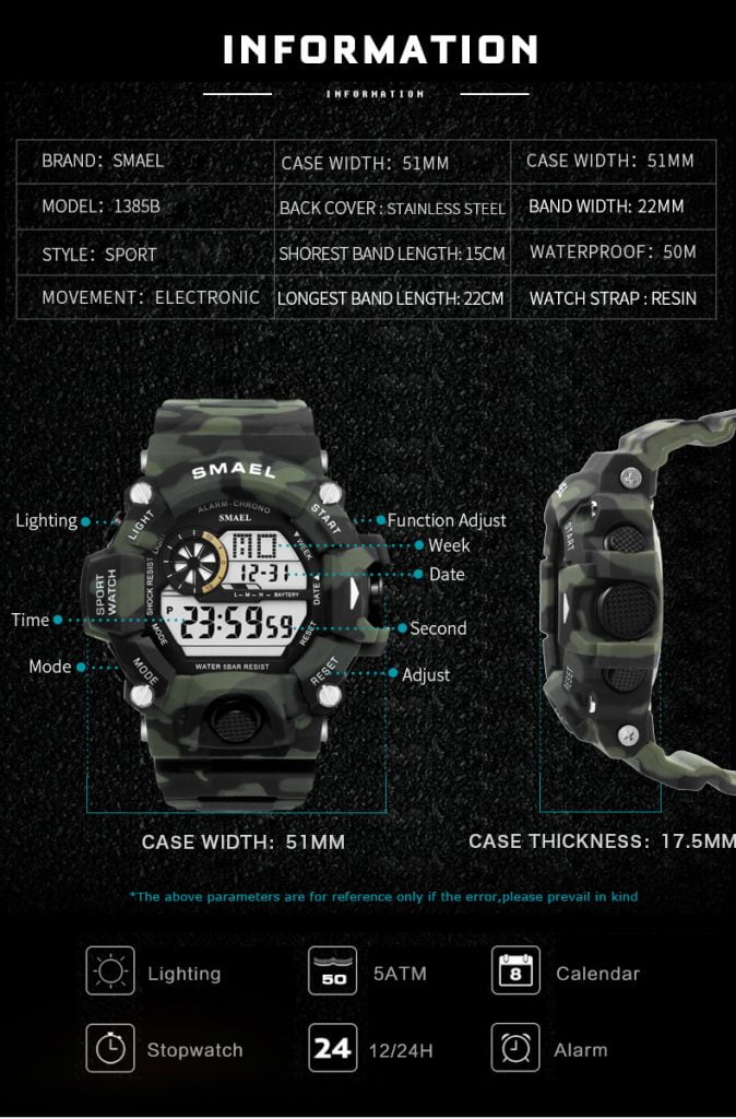 arloji jam tangan pria smael 1385c Original Digital Sport Rubber