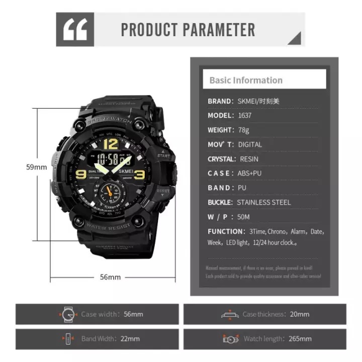 Jam Tangan Pria Skmei 1637 Original Digital Sport Watch