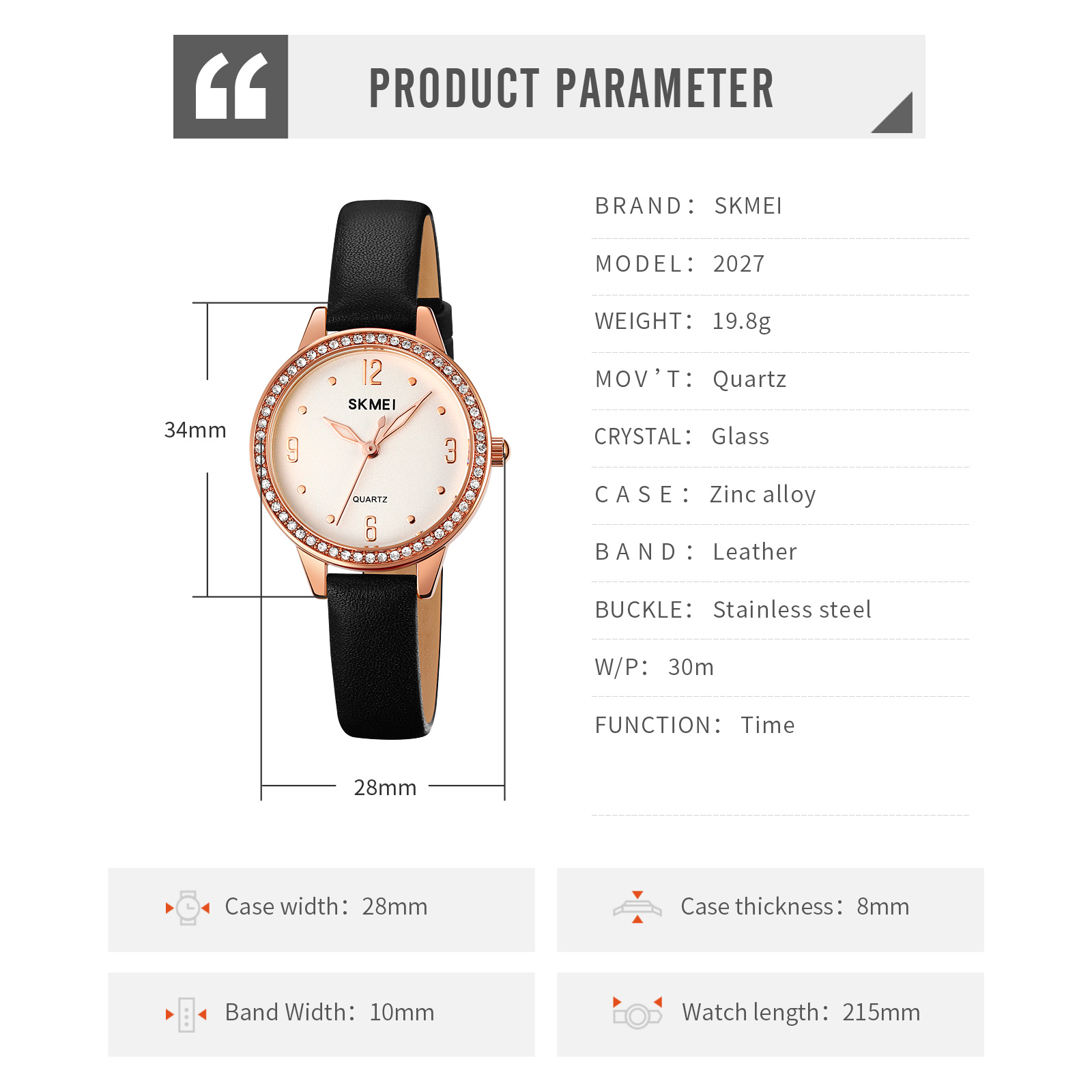 2027主图20 Jam Tangan Wanita Skmei 2027 Original analog Sport Watch