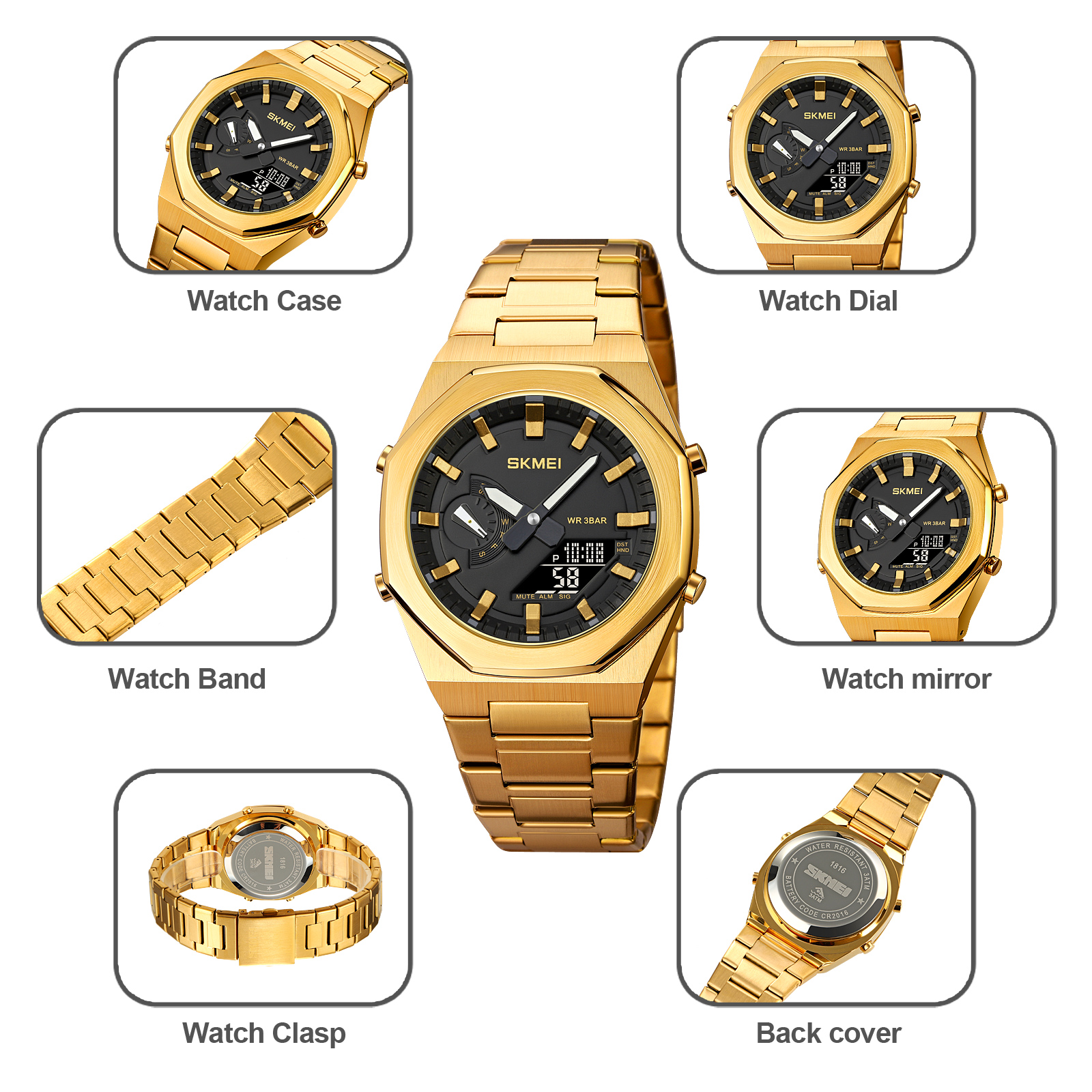 1816主图27 Jam Tangan Wanita Skmei 1816 Original analog Sport Watch