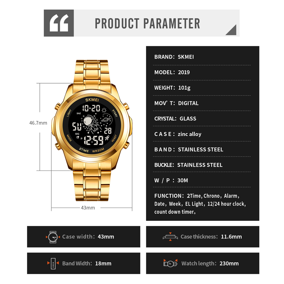 2019主图26 Jam Tangan Wanita Skmei 2019 Original analog Sport Watch