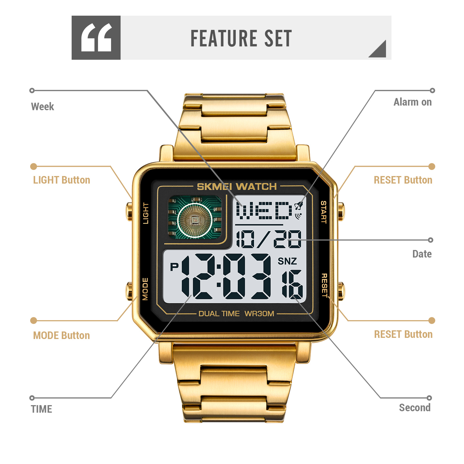 2033主图20 Jam Tangan Wanita Skmei 2033 Original analog Sport Watch
