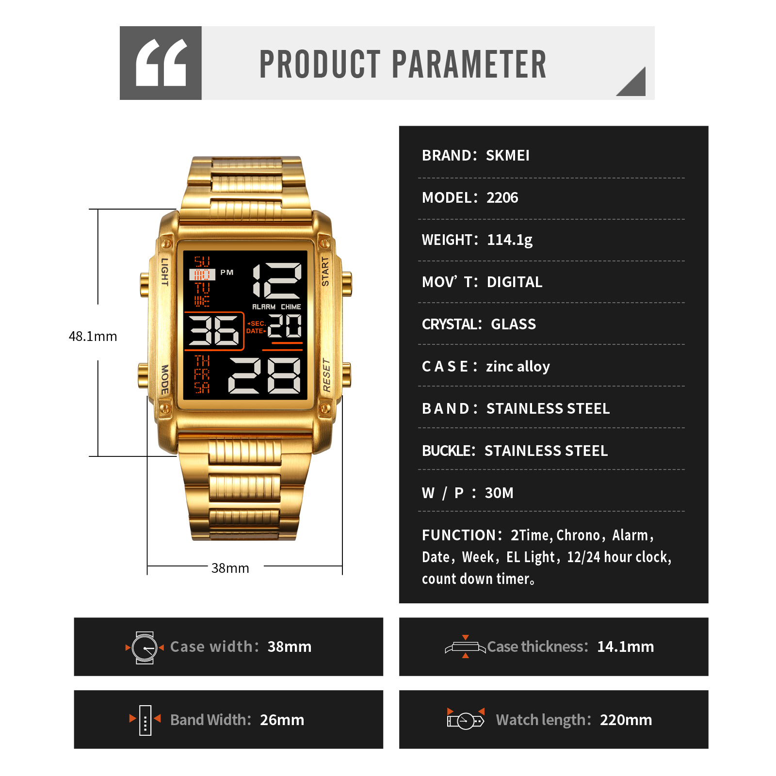 2206主图23 Jam Tangan Pria Skmei 2206 Original analog Sport Watch